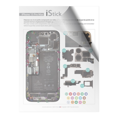 Patron adhésif d'aide au montage pas à pas pour iPhone 15 Pro Max photo 1