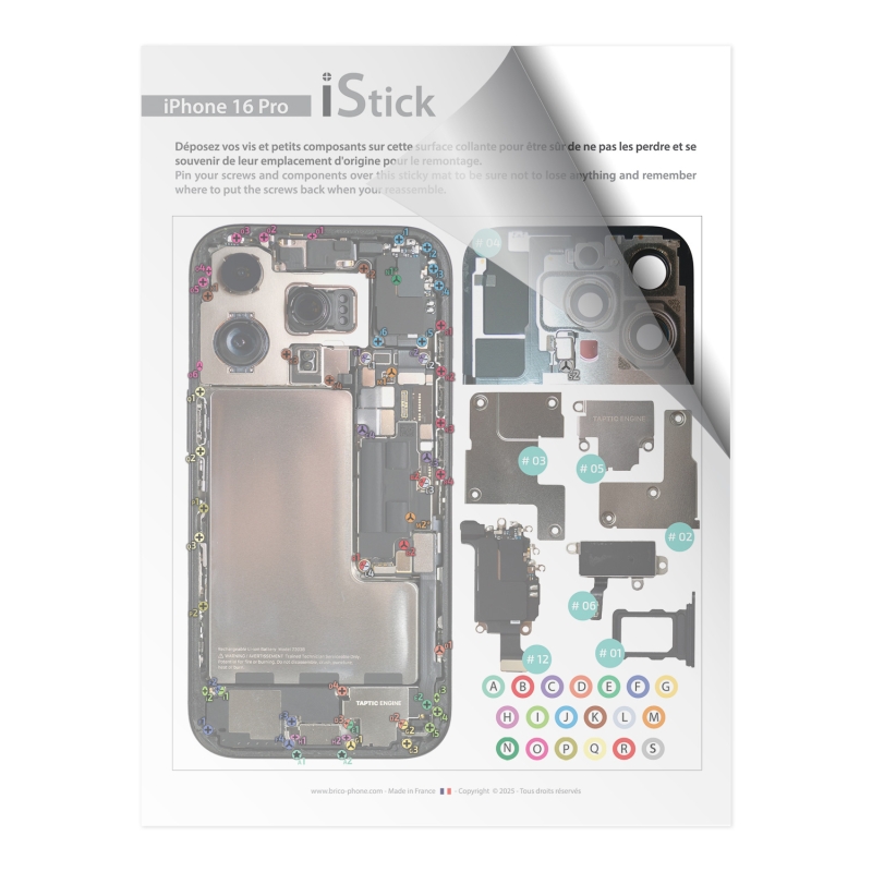 Patron adhésif d'aide au montage pas à pas pour iPhone 16 Pro photo 1