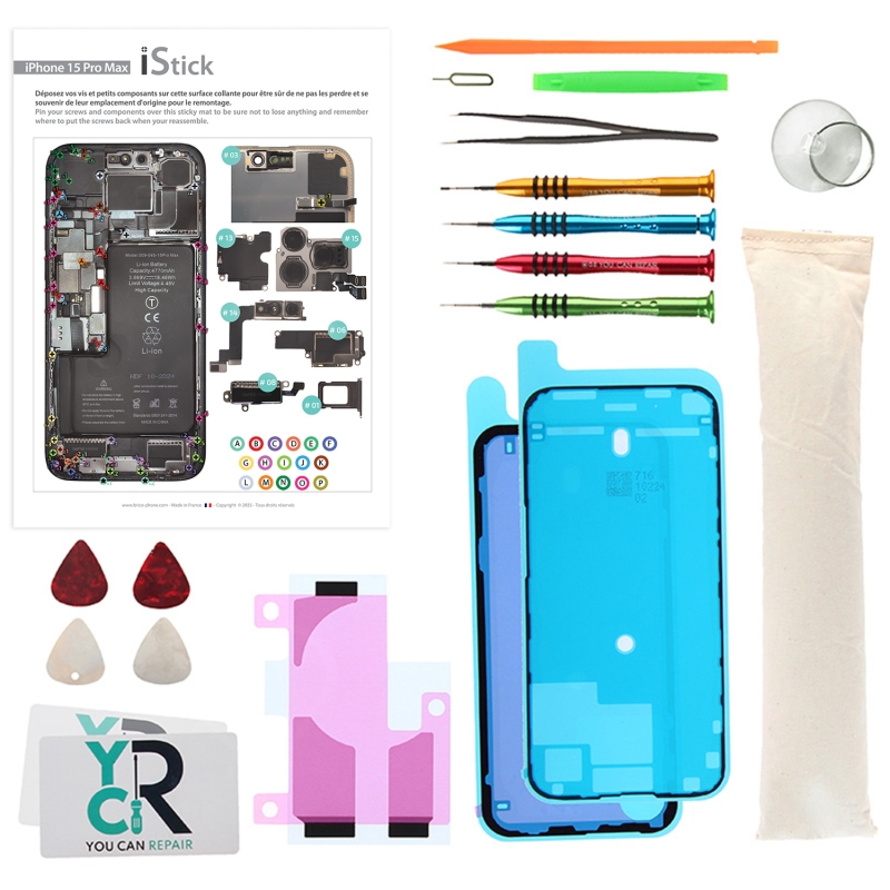 Kit de réparation avec coussin chauffant pour iPhone 15 Pro Max