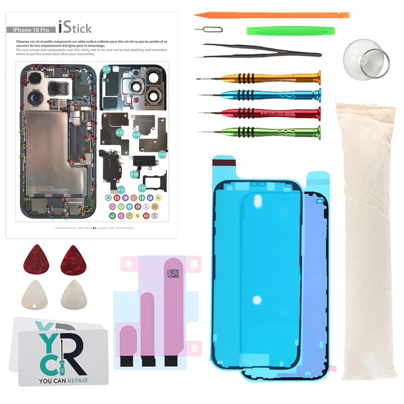 Kit de réparation avec coussin chauffant pour iPhone 16 Pro