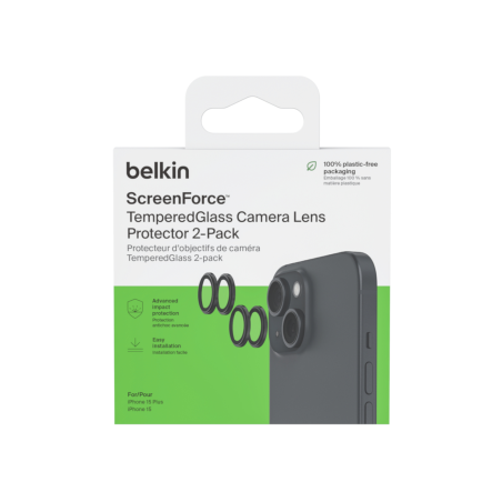 Lot de 2 verres trempés caméra arrière iPhone 15 et 15 Plus - BELKIN photo 3