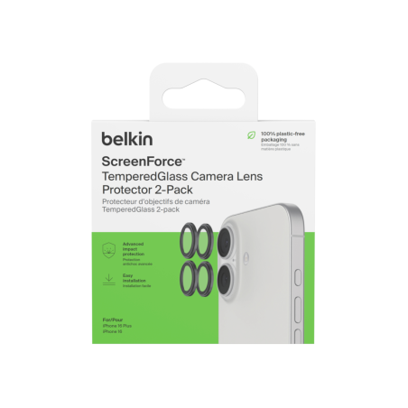 Lot de 2 verres trempés caméra arrière iPhone 16 et 16 Plus - BELKIN photo 3