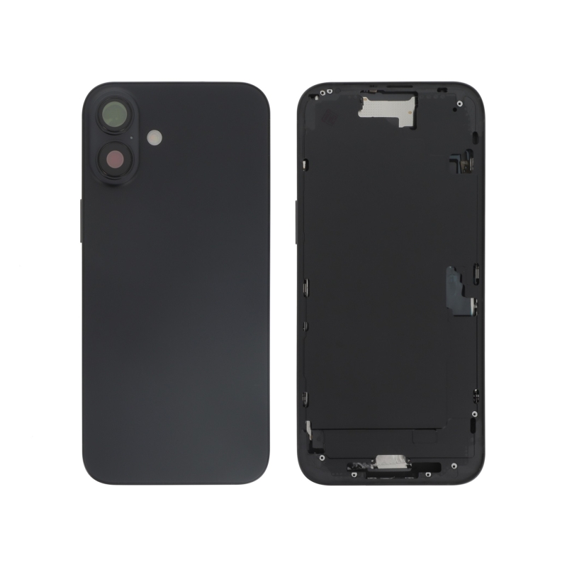 Châssis central + vitre arrière iPhone 16 Plus Noir - Compatible photo 1