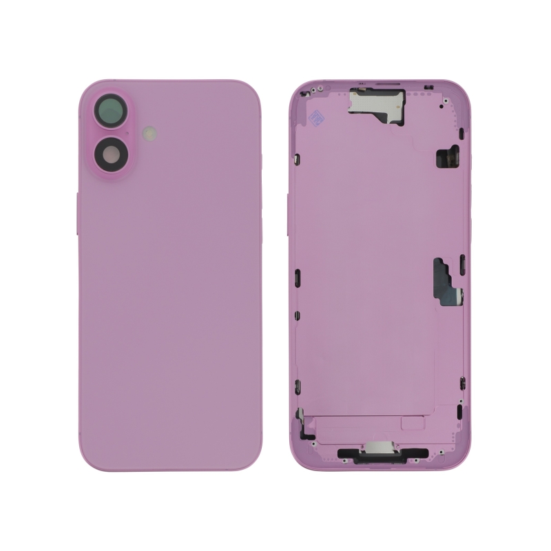 Châssis central + vitre arrière iPhone 16 Plus Rose - Compatible photo 1