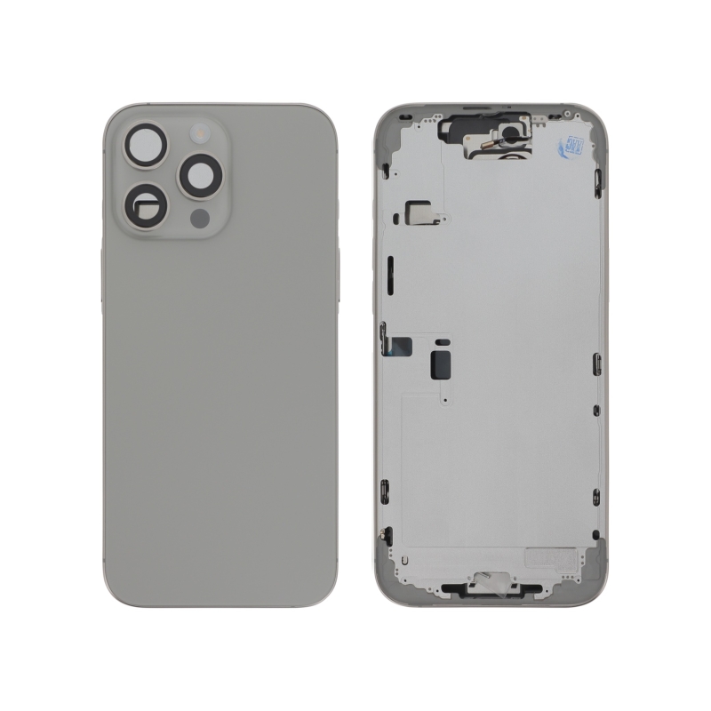 Châssis central + vitre arrière iPhone 16 Pro Max Titane Naturel - Compatible photo 1