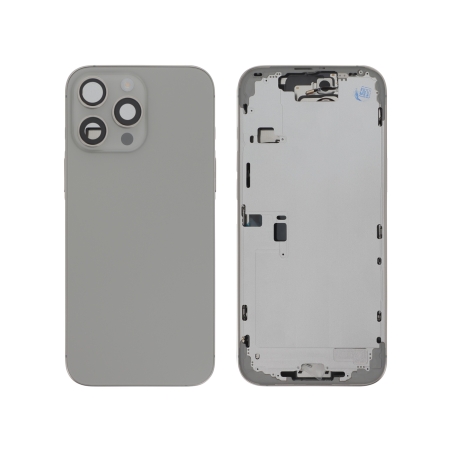 Châssis central + vitre arrière iPhone 16 Pro Max Titane Naturel - Compatible photo 1
