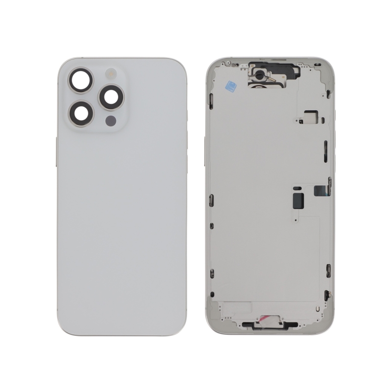 Châssis central + vitre arrière iPhone 16 Pro Max Titane Blanc - Compatible photo 1