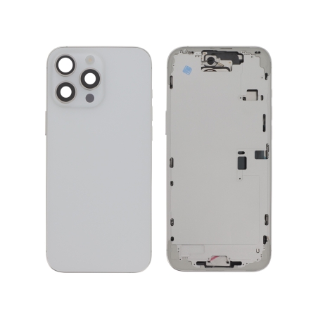 Châssis central + vitre arrière iPhone 16 Pro Max Titane Blanc - Compatible photo 1