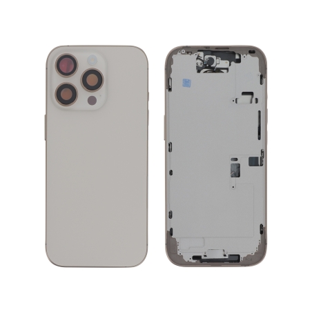 Châssis central + vitre arrière iPhone 16 Pro Titane Désert - Compatible photo 1