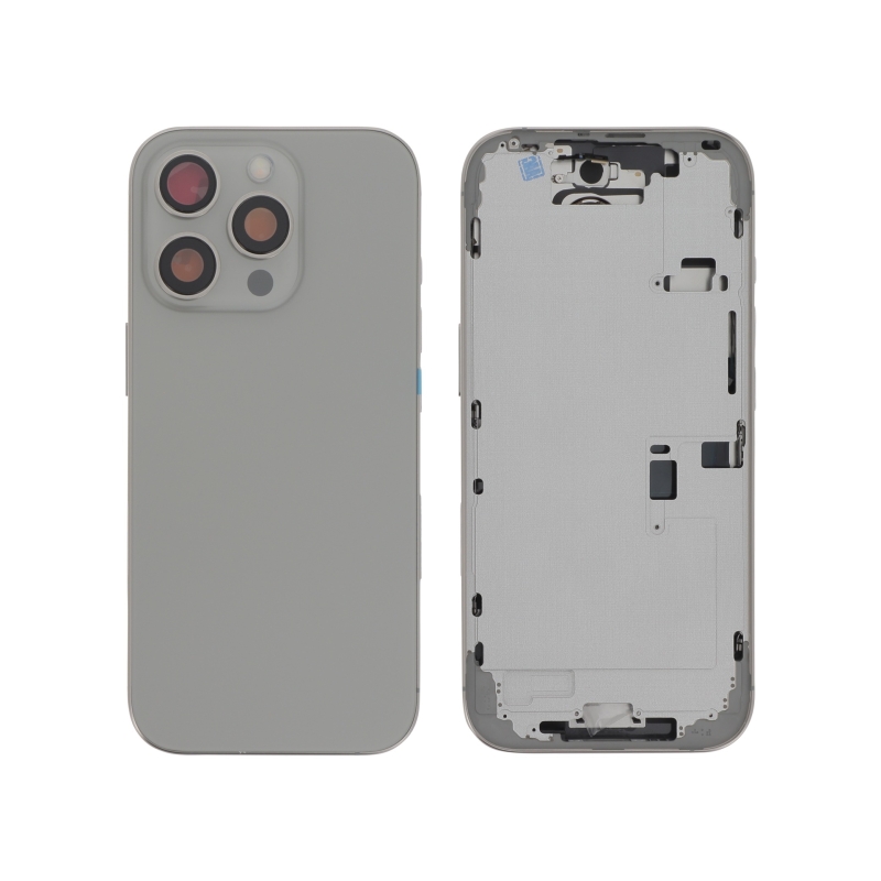 Châssis central + vitre arrière iPhone 16 Pro Titane Naturel - Compatible photo 1