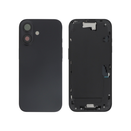 Châssis central + vitre arrière iPhone 16 Noir - Compatible photo 1