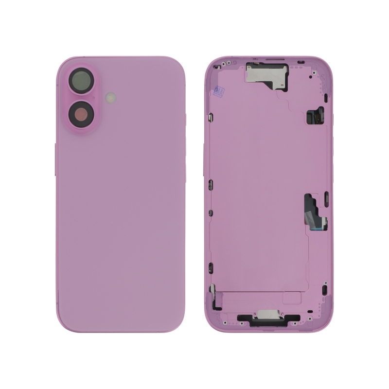 Châssis central + vitre arrière iPhone 16 Rose - Compatible photo 1