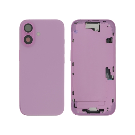 Châssis central + vitre arrière iPhone 16 Rose - Compatible photo 1