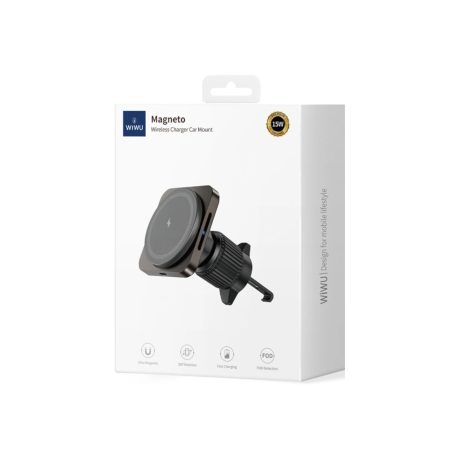 Chargeur Voiture Magnétique Rotatif Compatible MagSafe et Qi - WiWU photo 5