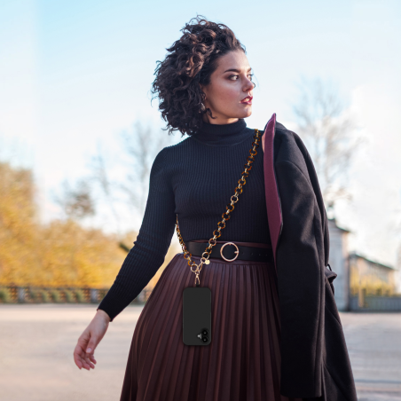 Chaine longue Cassy - Écaille Marron photo 6