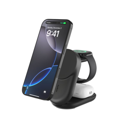 Station de recharge magnétique pliable UltraCharge 3-en-1 iPhone, Apple Watch et AirPods - Noir - Belkin photo 2