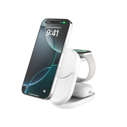 Station de recharge magnétique pliable UltraCharge 3-en-1 iPhone, Apple Watch et AirPods - Blanc - Belkin photo 2