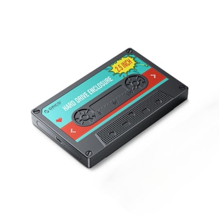 Boîtier externe cassette rétro - pour disque dur SSD 2.5 pouces - Noir photo 1