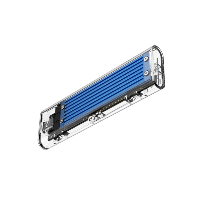 Boîtier externe SSD M.2 Double Protocole USB-C Transparent pour SSD M.2 NVMe et SATA - Bleu photo 1