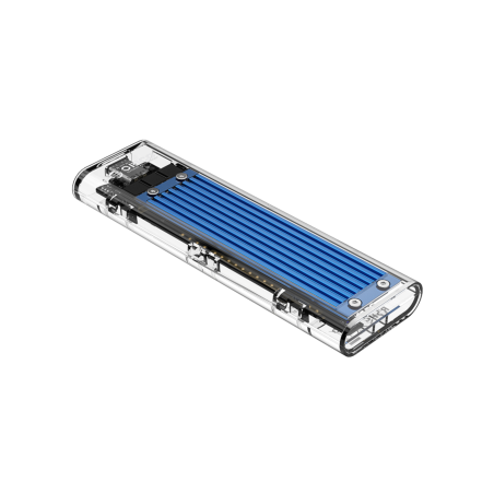 Boîtier externe SSD M.2 Double Protocole USB-C Transparent pour SSD M.2 NVMe et SATA - Bleu photo 2