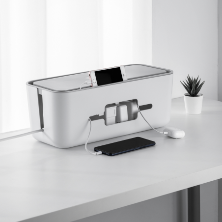 Boîte De Rangement Câbles Multiprises Et Câbles - Blanc photo 3