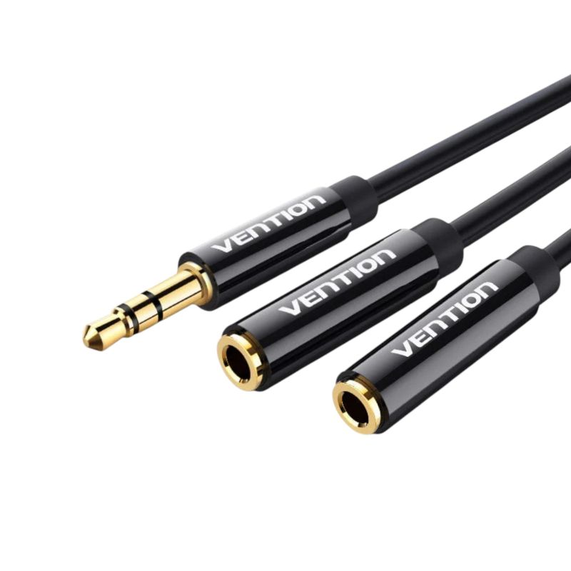 Câble répartiteur stéréo Jack 3,5mm mâle vers 2 femelles - Noir - Vention