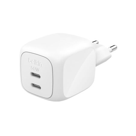 Chargeur secteur GaN 2 Ports USB-C 50W - Blanc - Belkin