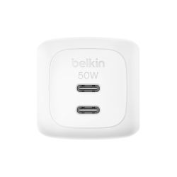 Chargeur secteur GaN 2 Ports USB-C 50W - Blanc - Belkin