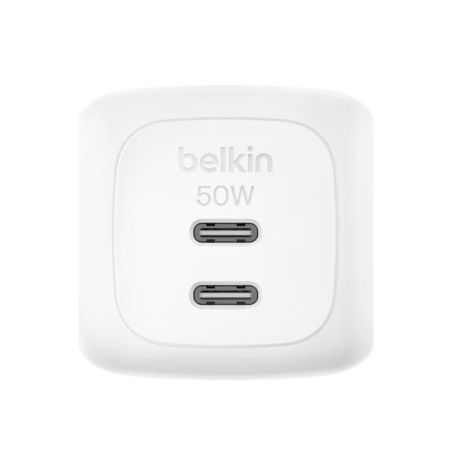 Chargeur secteur GaN 50W 2 ports avec câble USB-C 1m - Blanc - Belkin