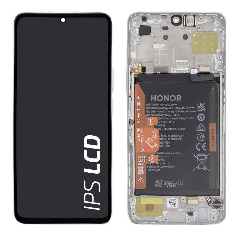 Bloc écran Honor X8 4G avec batterie -Argent - Origine Honor photo 1