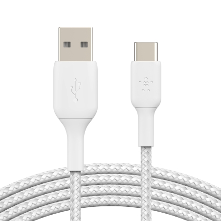 Câble tressé USB-C 2m Blanc photo 2
