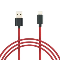 Câble tressé USB-A vers USB-C pour appareils USB-C - Rouge photo 1