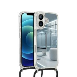 Coque miroir avec cordon iPhone 15 - Noir