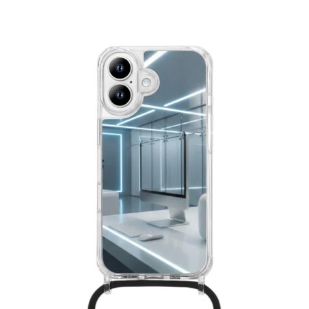Coque miroir avec cordon iPhone 14 Plus - Noir