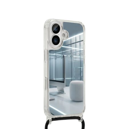 Coque miroir avec cordon iPhone 15 - Noir