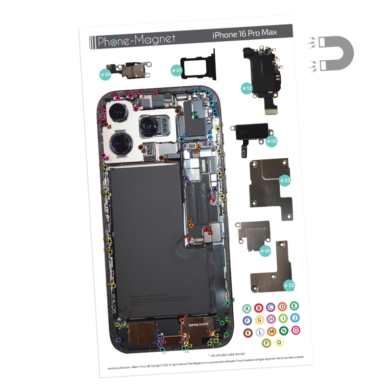 Patron magnétique d'aide au montage pour iPhone 16 Pro Max