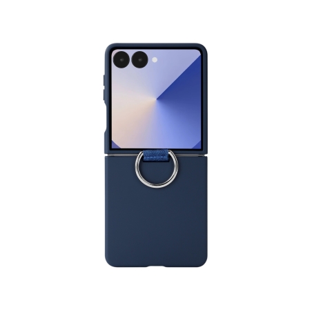 Coque silicone avec anneau - Samsung Galaxy Z Flip6 - Bleu Marine photo 2