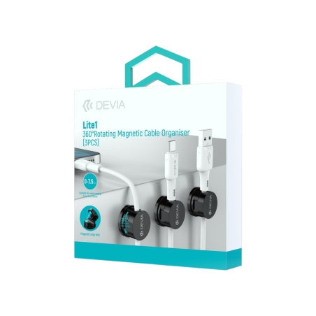 Kit de 3 organisateurs de câbles magnétique Lite1 360° - Noir - DEVIA photo 1