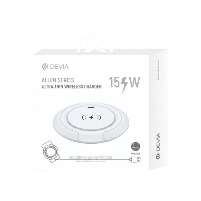 Chargeur sans fil Allen Series Qi - Blanc - Devia photo 1