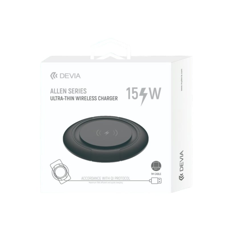 Chargeur sans fil Qi Allen Series - Noir - Devia photo 1