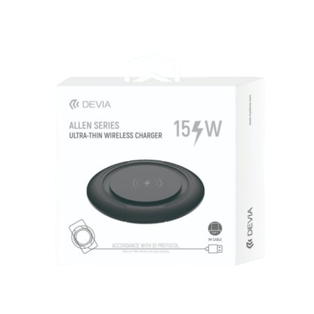 Chargeur sans fil Qi Allen Series - Noir - Devia photo 1