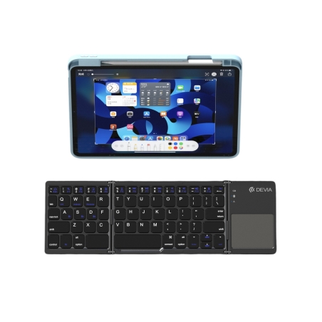 Clavier Bluetooth pliable avec pavé tactile Ultra1 - Gris - DEVIA photo 3