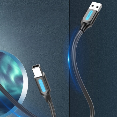 Câble USB 2.0 A mâle vers USB-B mâle 0,5m pour imprimantes ou scanners avec périphériques USB-B - Noir - Vention photo 1