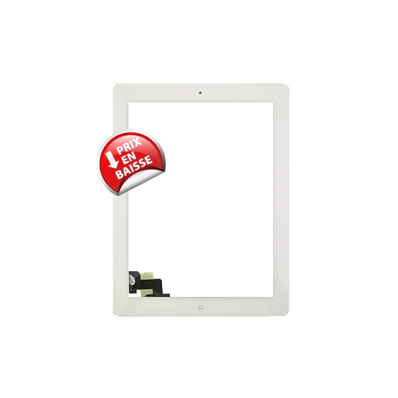 Vitre tactile blanche prémontée avec sticker et bouton home pour IPad 2 qualité supérieure photo 2
