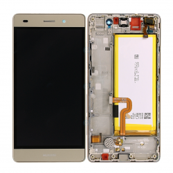 BLoc Ecran Or COMPLET prémonté + batterie sur chassis pour Huawei P8 LITE