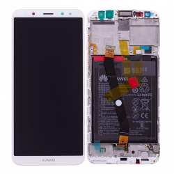 Bloc Ecran Blanc COMPLET prémonté sur chassis + batterie pour Huawei Mate 10 Lite Photo 1