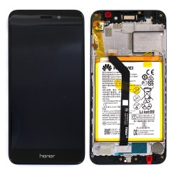 Bloc écran Noir COMPLET prémonté sur chassis + batterie pour Huawei Honor 6C Pro Photo 1