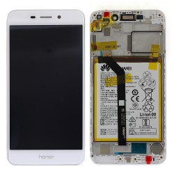 Bloc écran Blanc COMPLET prémonté sur chassis + batterie pour Huawei Honor 6C Pro Photo 1