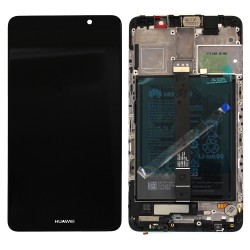 Bloc Ecran Noir COMPLET prémonté sur chassis + batterie pour Huawei Mate 9 Photo 1
