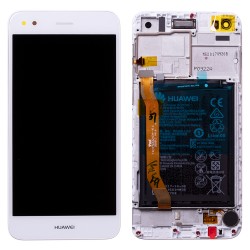 Bloc écran Blanc COMPLET prémonté sur chassis + batterie pour Huawei Y6 Pro 2017 Photo 1